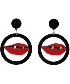 New In Collectif Vampy Kiss Vampire Earrings Black