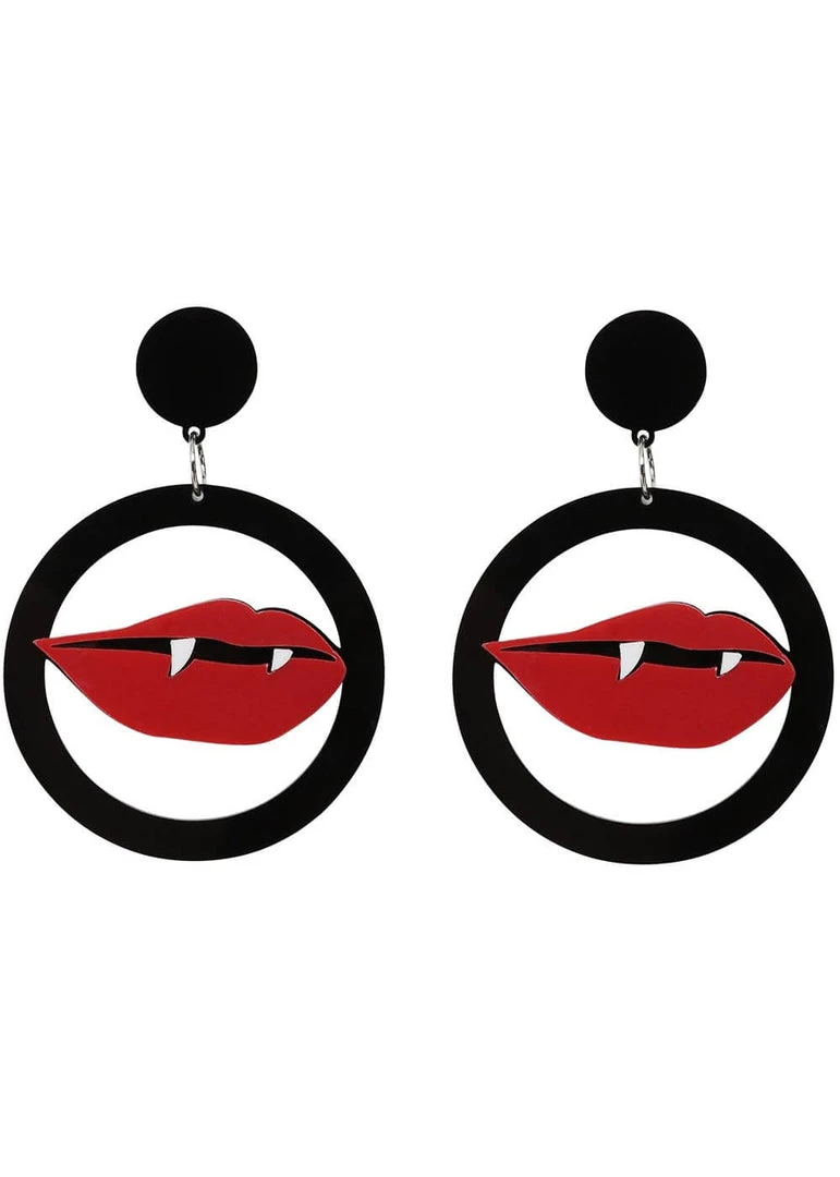 New In Collectif Vampy Kiss Vampire Earrings Black