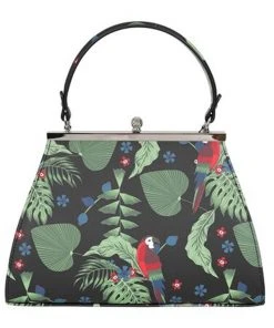 Collectif Tonya Parrot Paradise 50's Handbag Black New In