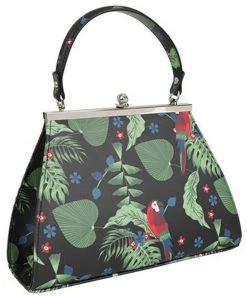 Collectif Tonya Parrot Paradise 50's Handbag Black New In