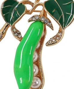 New In Collectif Peas In The Pod Brooch Green