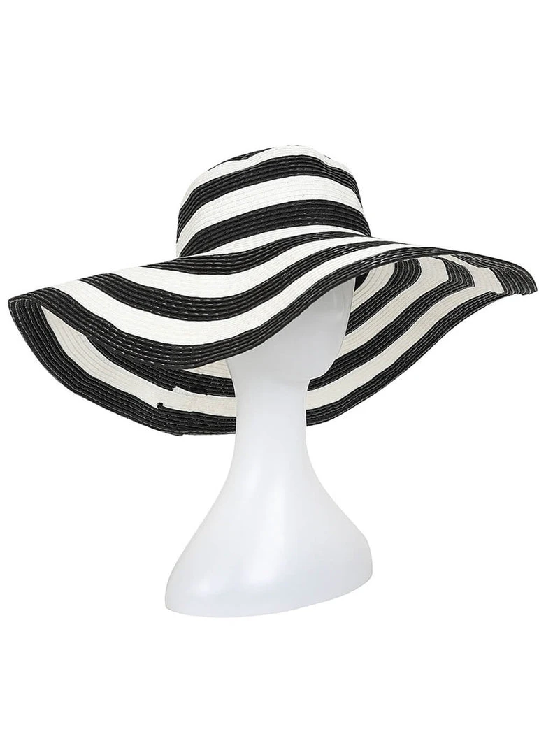 Collectif Pamela Stripy Hat Black White