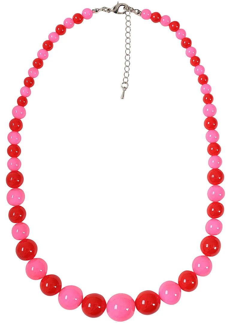 Collectif Natalie Two Tone 60's Necklace Red Pink New In