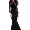 Collectif Morticia Fishtail Maxi Dress Black New In