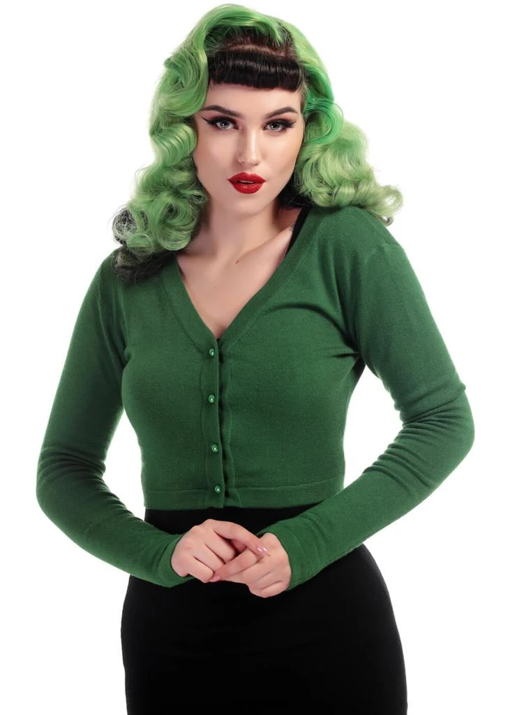 New In Collectif Kimberley 50's Cardigan Olive Green