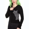 Collectif Jessie Midnight Cat 50's Cardigan Black