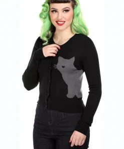 Collectif Jessie Midnight Cat 50's Cardigan Black