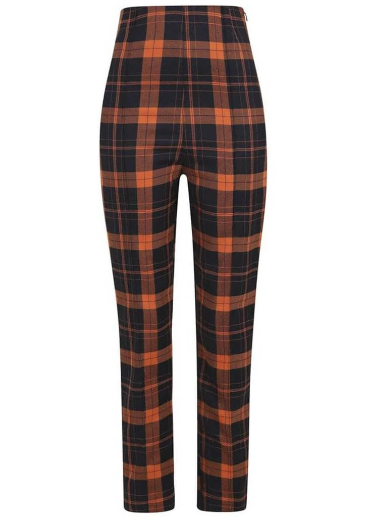 New In Collectif Bonnie Pumpkin Check 60's Trousers Black Orange