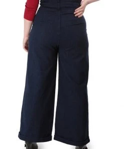 Collectif Kiki High Waisted 50's Jeans Navy Colour New In