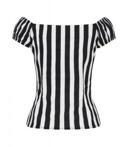 New In Collectif Dolores Striped 50's Top Black White