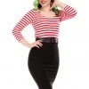Collectif Manuela Striped 60's Pencil Dress Black Red