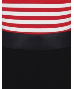 Collectif Manuela Striped 60's Pencil Dress Black Red