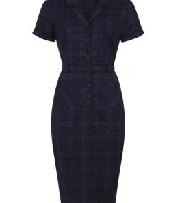 Collectif Caterina Blackwatch Check 40's Pencil Dress Multi