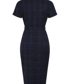Collectif Caterina Blackwatch Check 40's Pencil Dress Multi