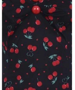 Collectif Dolores Cherry Love 50's Pencil Dress Black