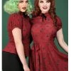 Collectif Mary Grace Polkadot Meow 40's Swing Dress Red