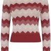 Collectif Machi Zig Zag Knitted 70's Top Red New In