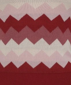 Collectif Machi Zig Zag Knitted 70's Top Red New In