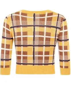 Collectif Lucy Moonhill Check 50's Cardigan Mustard