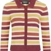 Collectif Enza Retro Striped 60's Cardigan Brown