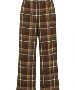 Collectif Baylee Mosshill Check 40's Trousers Brown New In