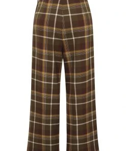 Collectif Baylee Mosshill Check 40's Trousers Brown New In