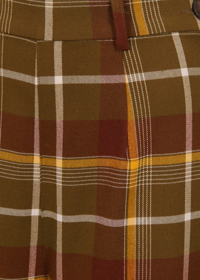 Collectif Baylee Mosshill Check 40's Trousers Brown New In