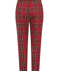 Collectif Thea Berry Check 60's Trousers Red New In