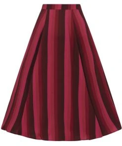 Collectif Reyna Midnight Stripe 60's Swing Skirt Wine