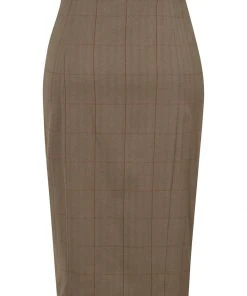 Collectif Sloan Herringbone 40's Pencil Skirt Brown New In