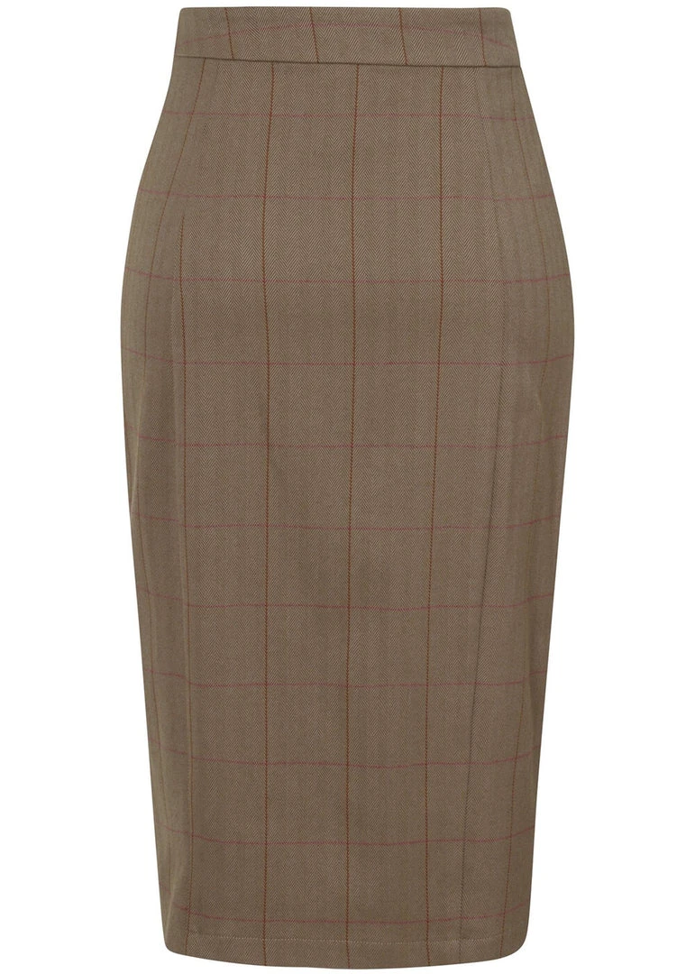 Collectif Sloan Herringbone 40's Pencil Skirt Brown New In