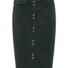 New In Collectif Hailey Corduroy 70's Pencil Skirt Green