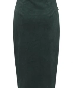New In Collectif Hailey Corduroy 70's Pencil Skirt Green