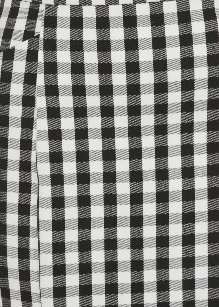 New In Collectif Lorrina Gingham 60's Pencil Skirt Black White