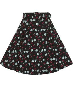 New In Collectif Trinette Swallows & Cherries 50's Swing Skirt Multi