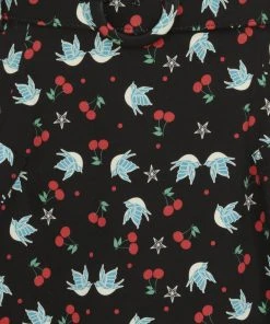 New In Collectif Trinette Swallows & Cherries 50's Swing Skirt Multi