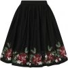 Collectif Jasmine Festive Floral 50's Swing Skirt Black New In
