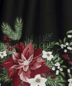 Collectif Jasmine Festive Floral 50's Swing Skirt Black New In