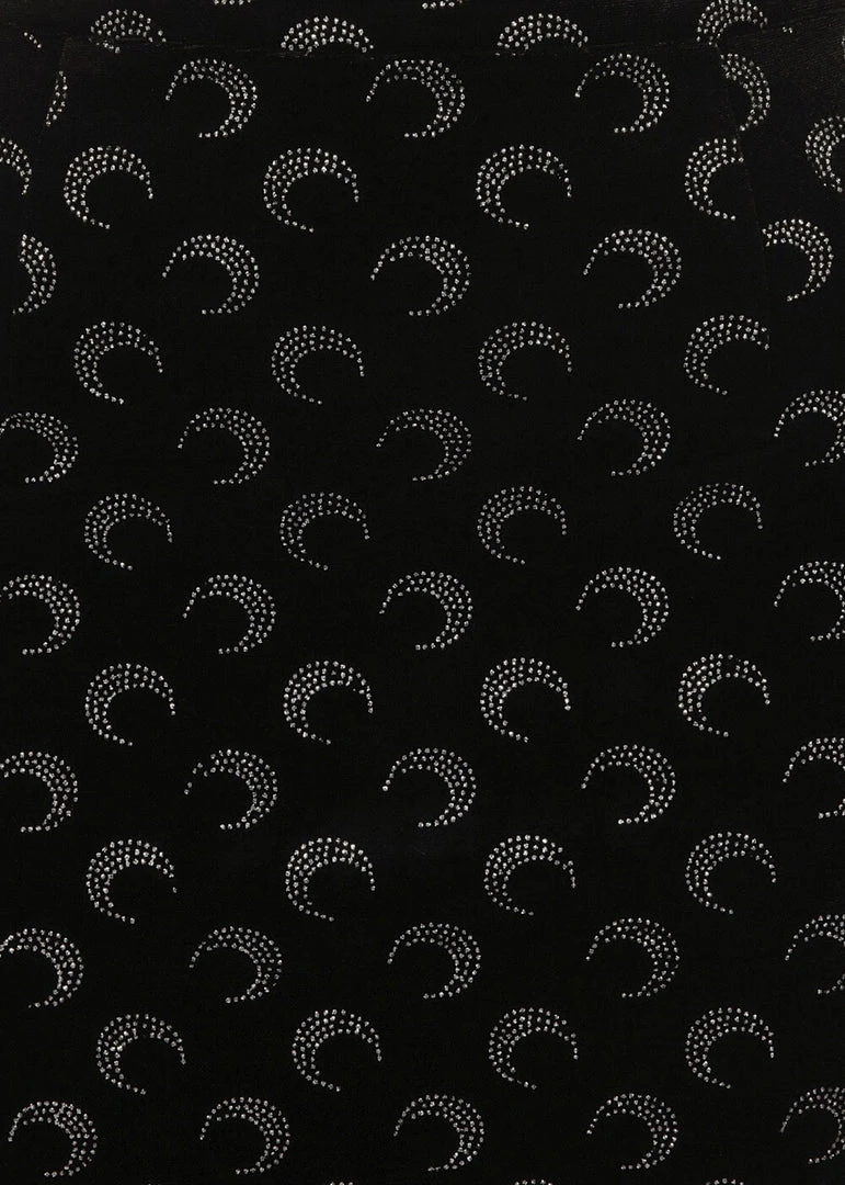 Collectif Polly Glitter Moon Velvet 50's Pencil Skirt Black