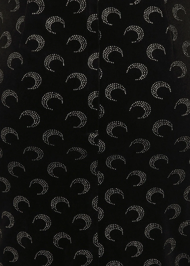 Collectif Polly Glitter Moon Velvet 50's Pencil Skirt Black