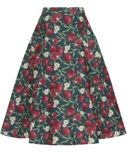 New In Collectif Silvia Pomegranata 50's Swing Skirt Teal