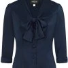 New In Collectif Andra 40's Blouse Navy Blue