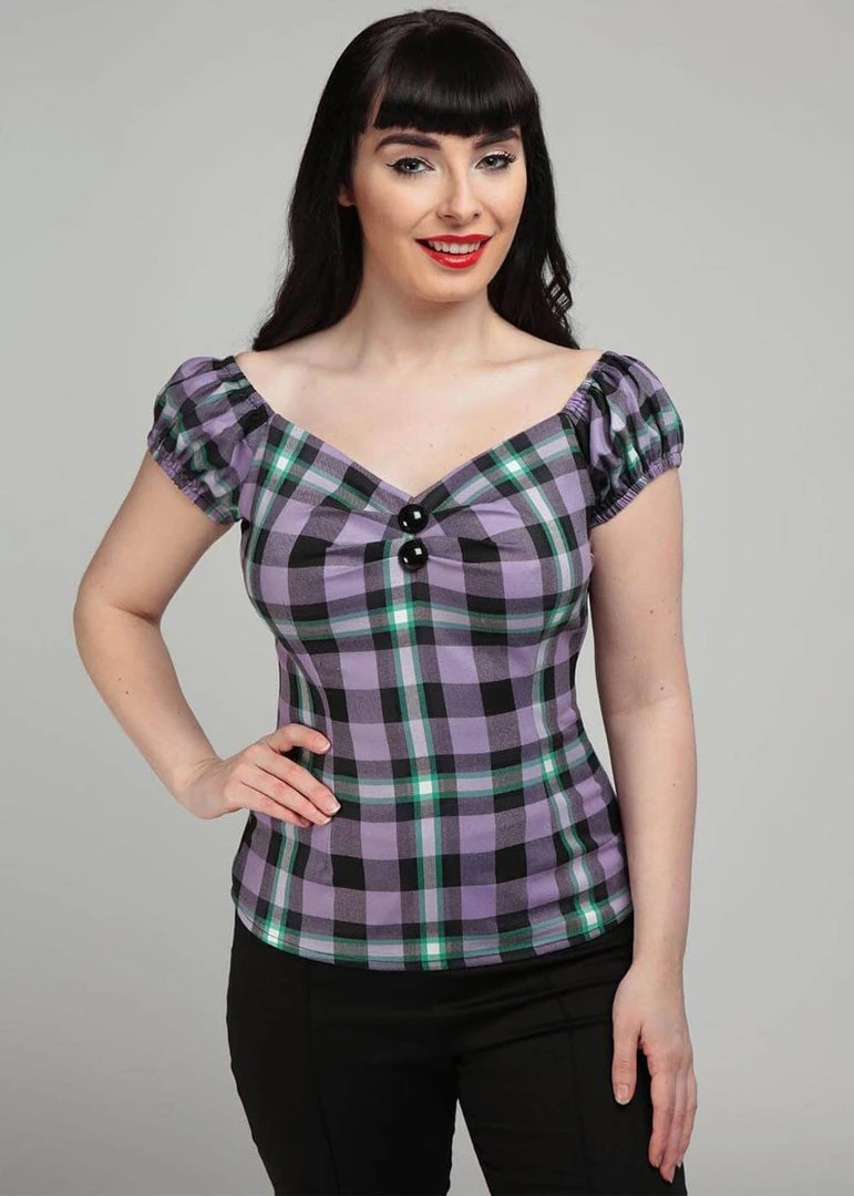 New In Collectif Dolores Hocus Pocus 50's Top Lilac