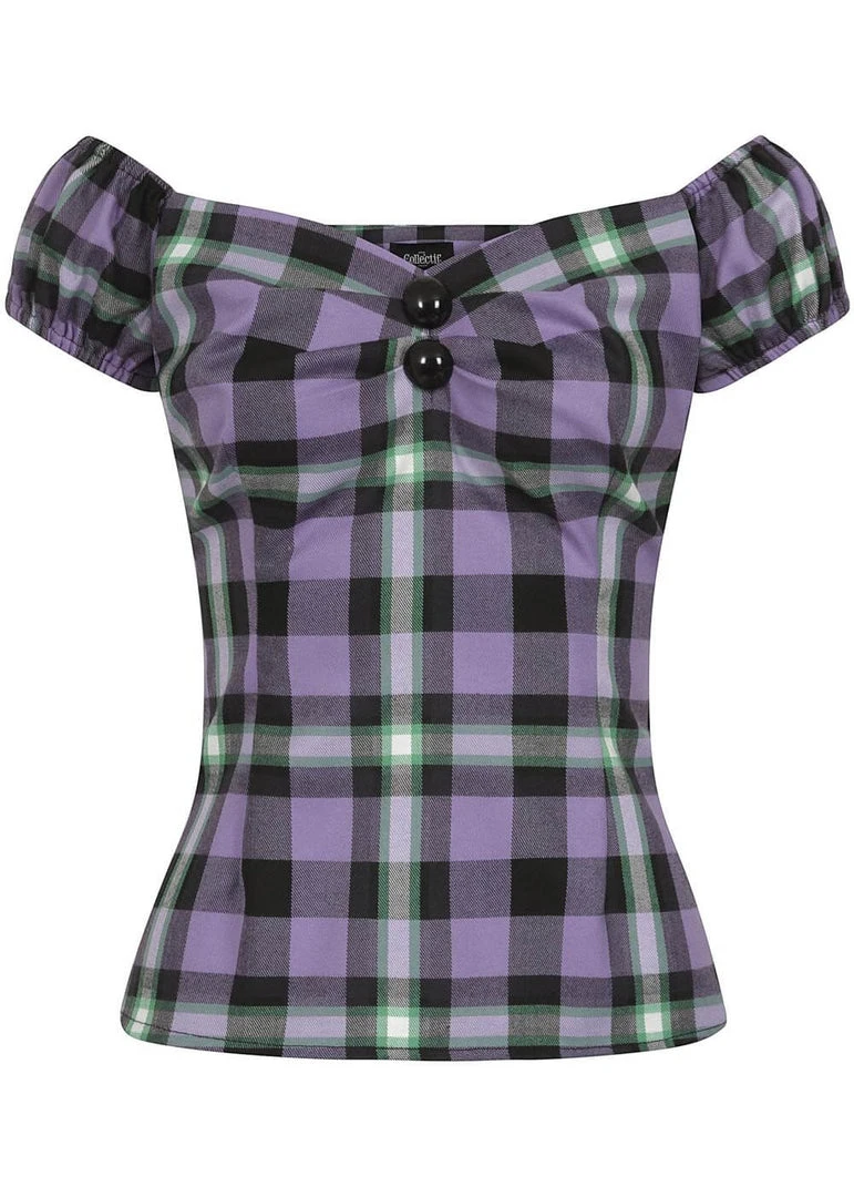 New In Collectif Dolores Hocus Pocus 50's Top Lilac