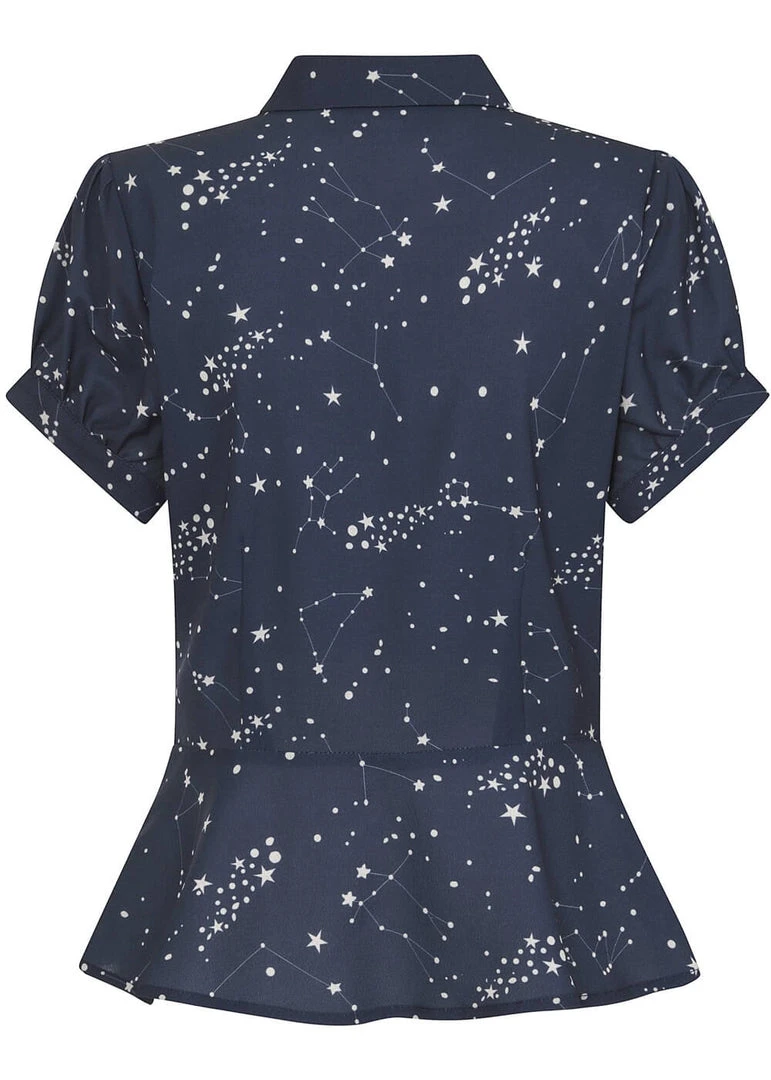 Collectif Mary Grace Zodiac Constellation 40's Blouse Blue New In
