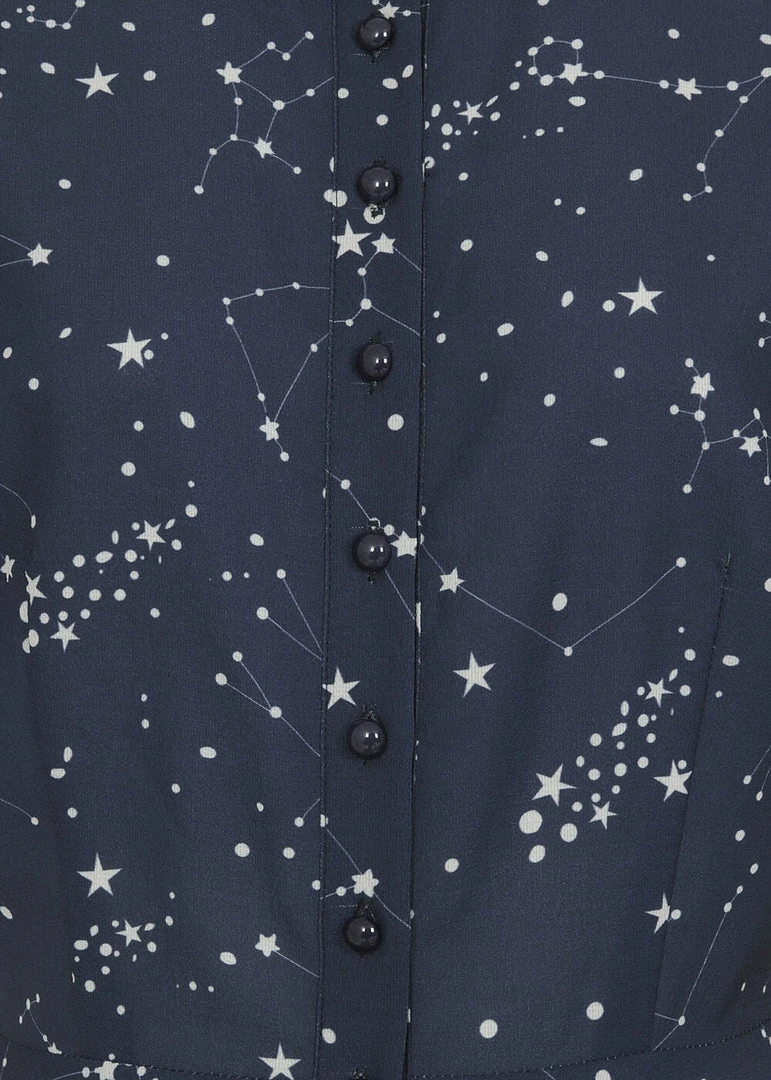 Collectif Mary Grace Zodiac Constellation 40's Blouse Blue New In