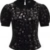 Collectif Peta Spooky Velvet 40's Top Black New In