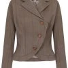New In Collectif Lea Herringbone 40's Riding Jacket Brown
