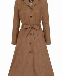 Collectif Nala Herringbone 40's Coat Brown New In