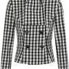 New In Collectif Lorrina Gingham 60's Jacket Black White